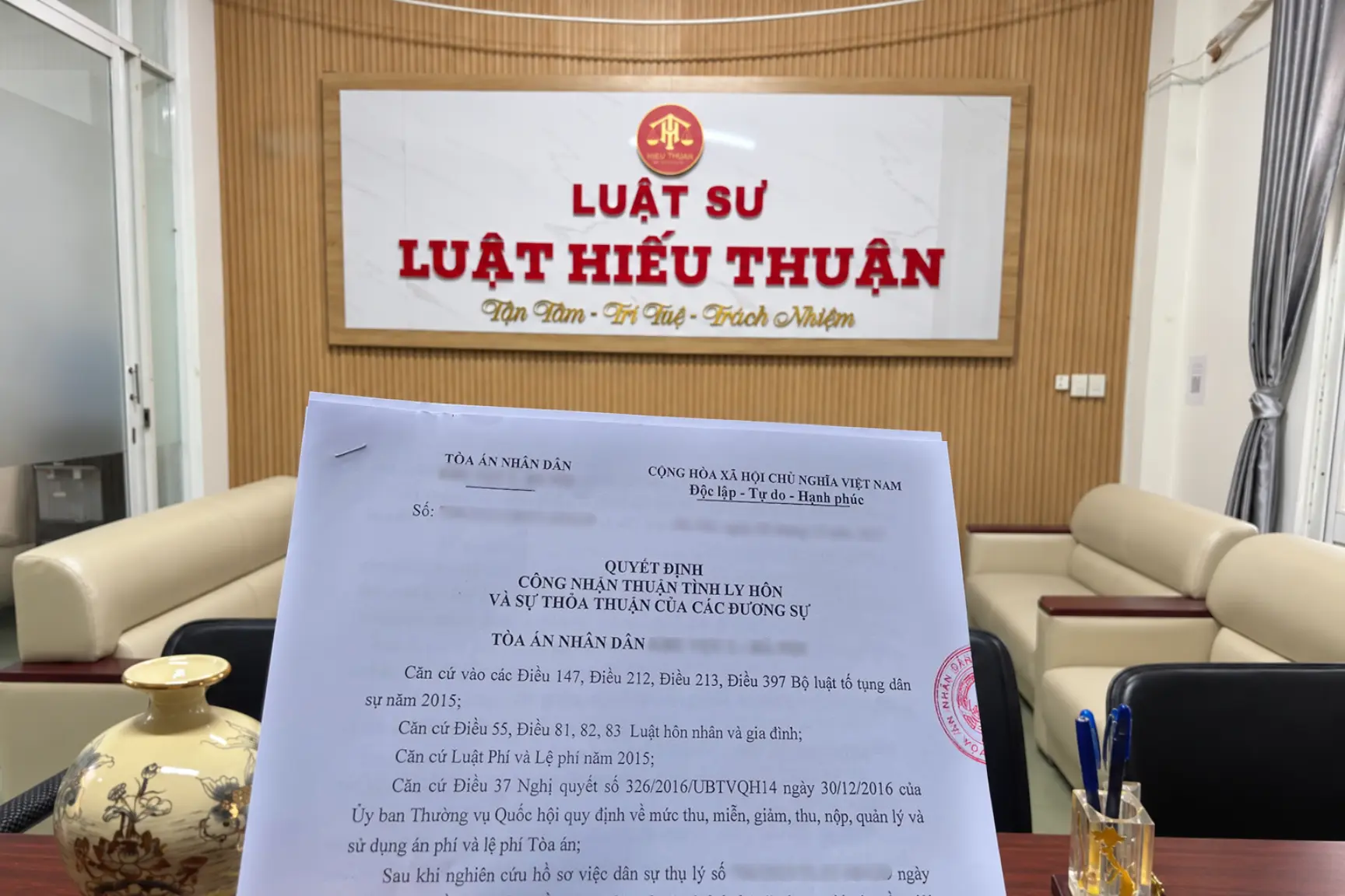 quyết định công nhận thuận tình ly hôn